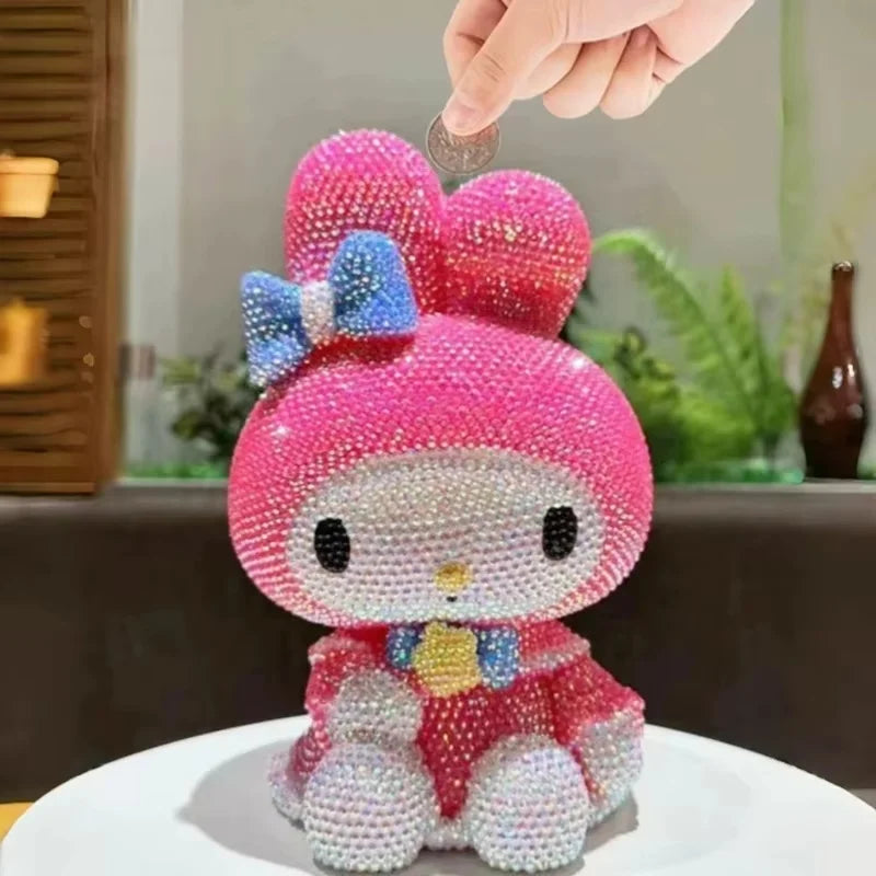 Hot Sale DIY Anime Piggy Bank – Cartoon Melody & Hello Kitty Diamond Stick Figurine Model Gift Statue Doll