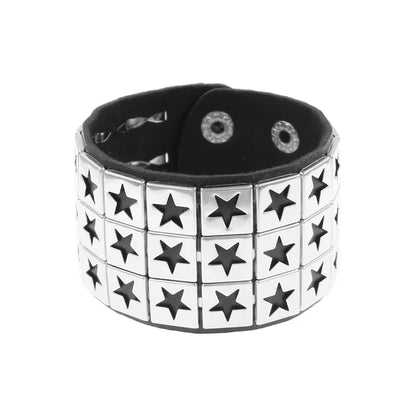New Punk Fashion Black Leather Cuff Bracelet for Men & Women - Rivets Stud Charm Wristband Bangle, Gothic Jewelry 2024