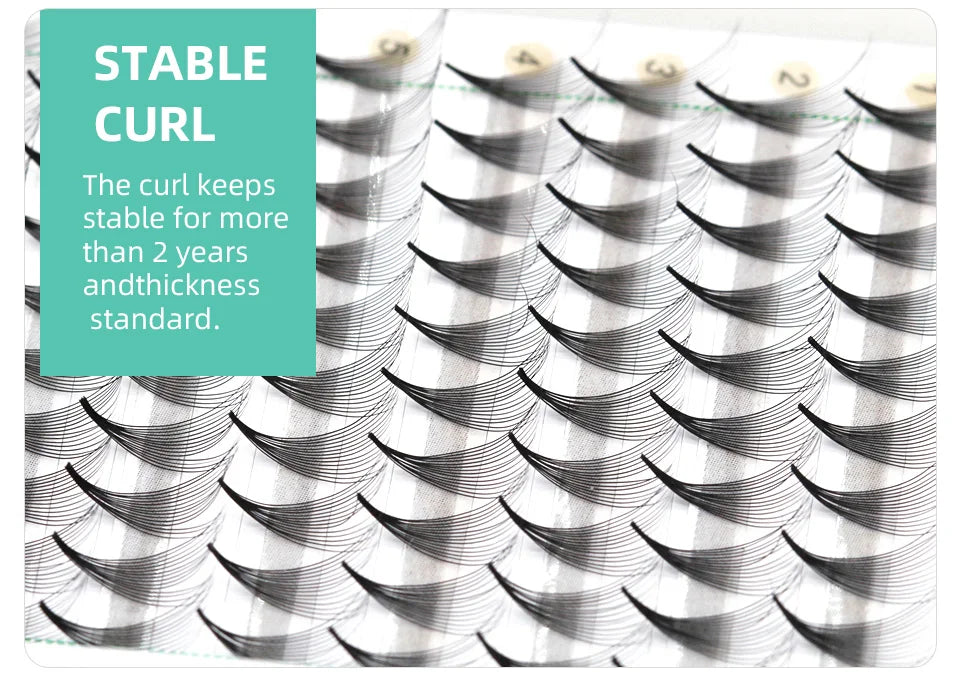 AGUUD 10-Tray Premade Volume Lashes – Super Fans with Needle Stem & Narrow Base for Eyelash Extensions