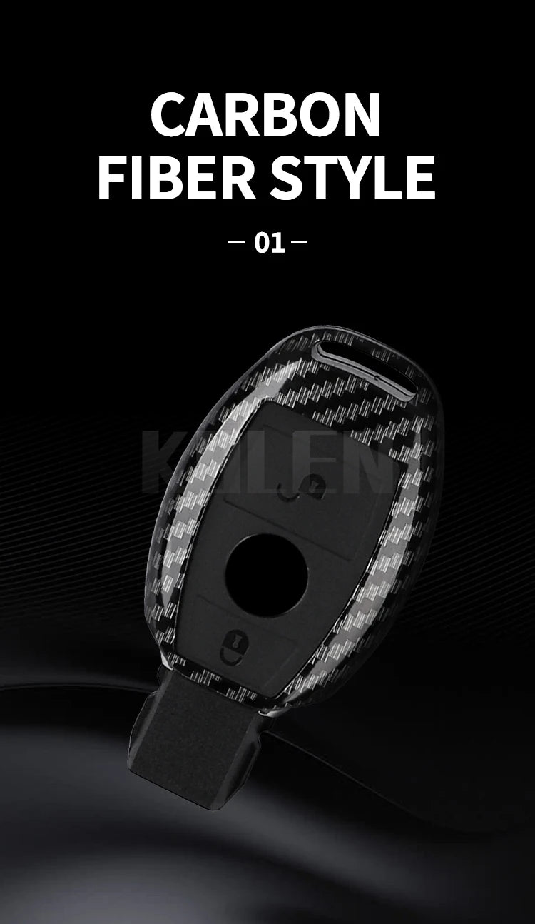 ABS Carbon Fiber Car Key Case Cover – Compatible with Mercedes Benz W204/W205/W212/W213/W176/W177/W219 A/B/C/E/S/GLC/CLA/AMG Fob