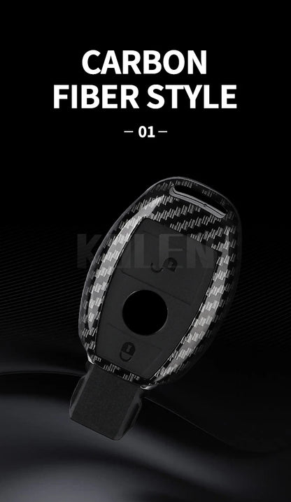 ABS Carbon Fiber Car Key Case Cover – Compatible with Mercedes Benz W204/W205/W212/W213/W176/W177/W219 A/B/C/E/S/GLC/CLA/AMG Fob