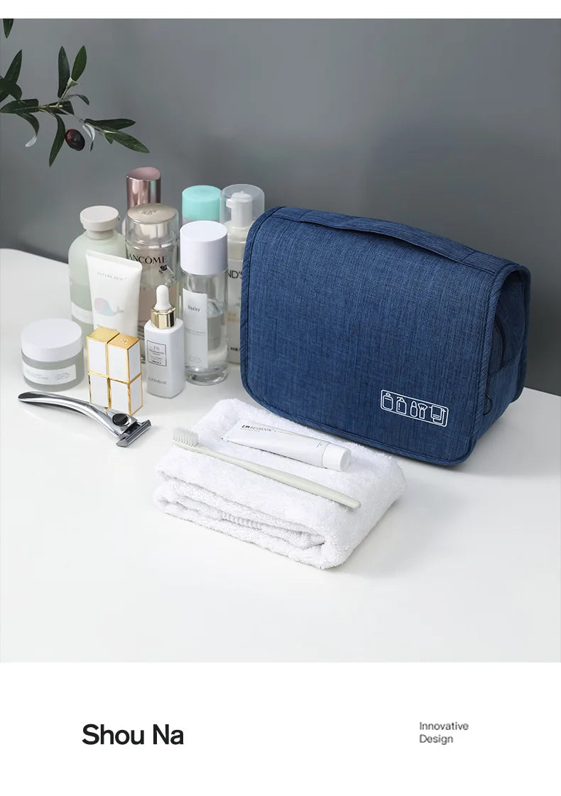 Foldable Toiletry Bag Organizer – Hanging Cosmetic & Makeup Case for Travel and Business