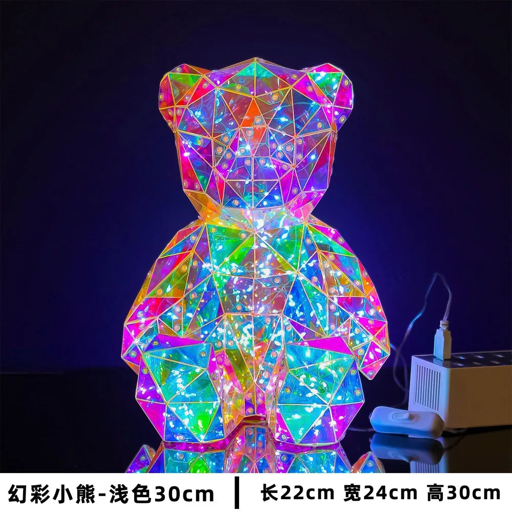 30cm Teddy Bear LED Gift Lamp – Colorful Romantic Light for Girls’ Birthday & Valentine’s