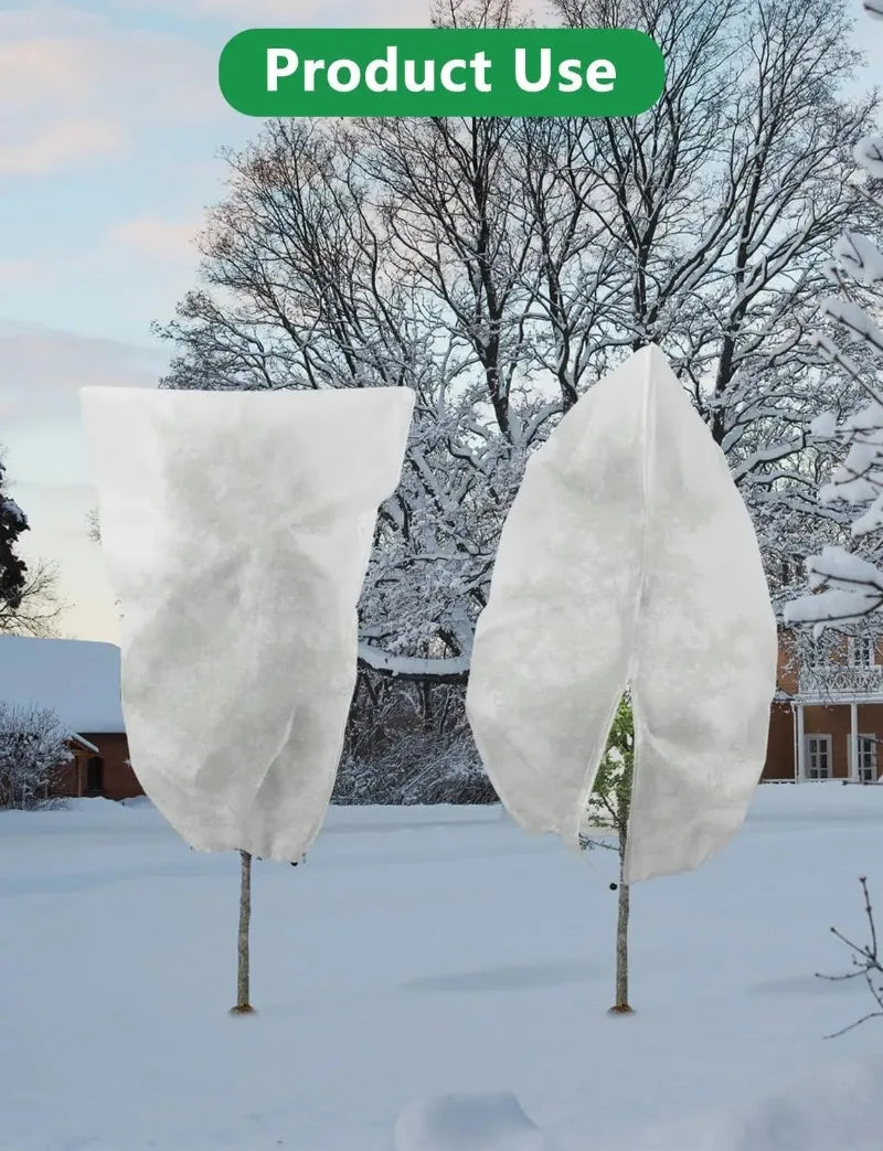 Multi-Size Winter Plant Protection Bag – Non-Woven Anti-Frost Cover with Zipper & Drawstring for Cold Weather Vegetation