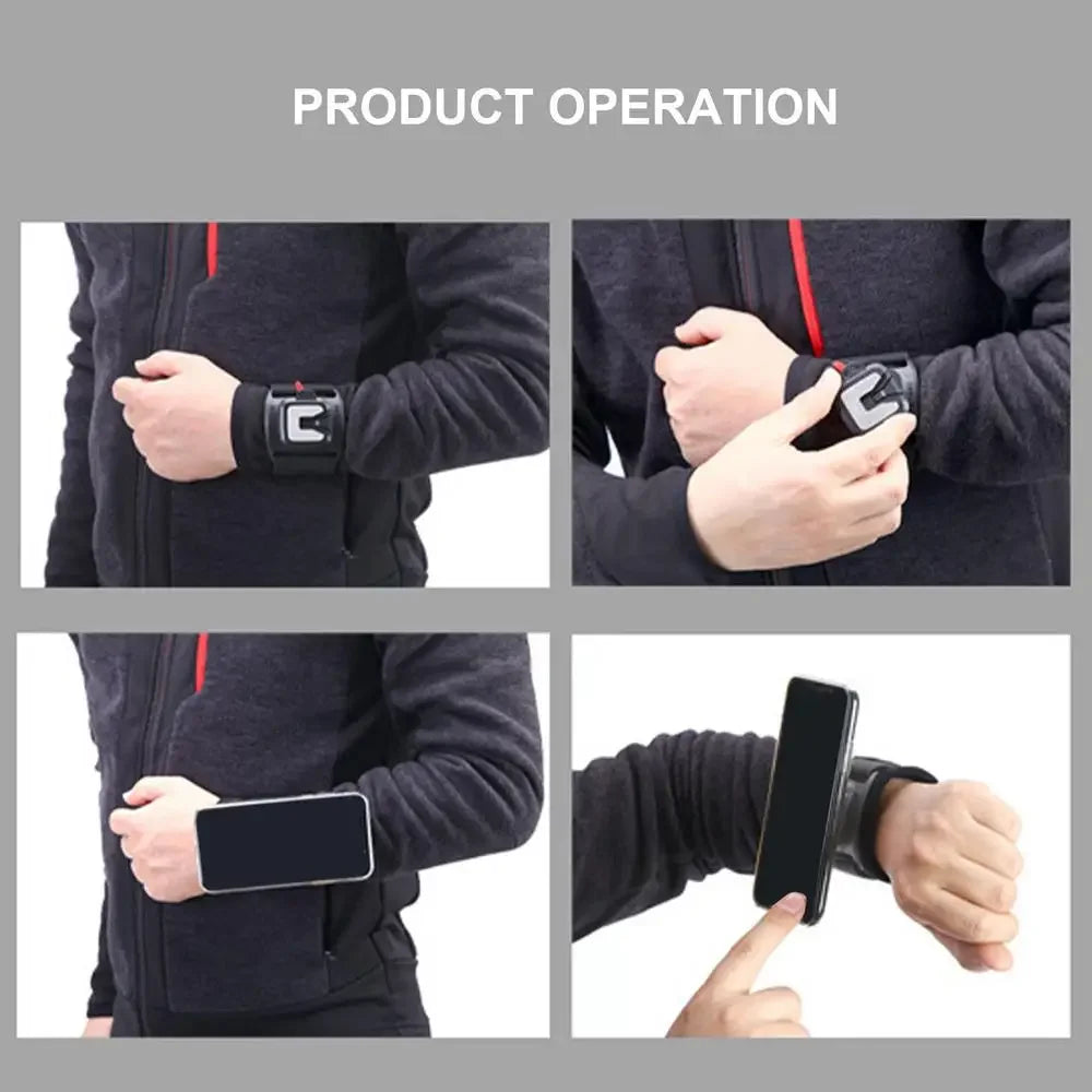 360° Rotatable Wristband Cell Phone Holder – Detachable Armband for Biking, iPhone 15 Pro Max