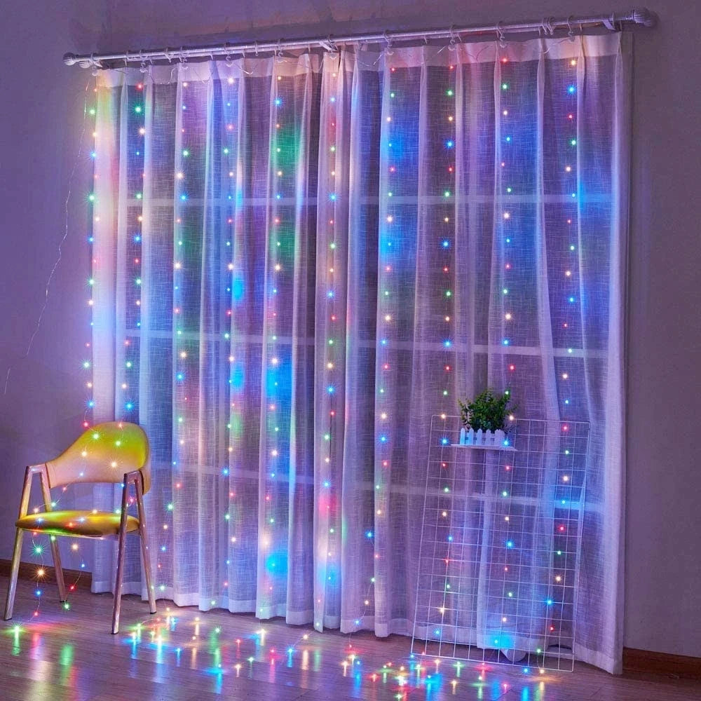 USB LED Curtain String Lights — 3x3/3x2/3x1 Fairy Light Garland for Christmas, Wedding, Home & Bedroom Decoration