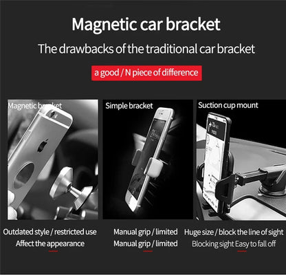 Magnetic Car Phone Holder – Air Vent Clip Mount for Mobile, GPS Support for iPhone, Xiaomi, Samsung, LG