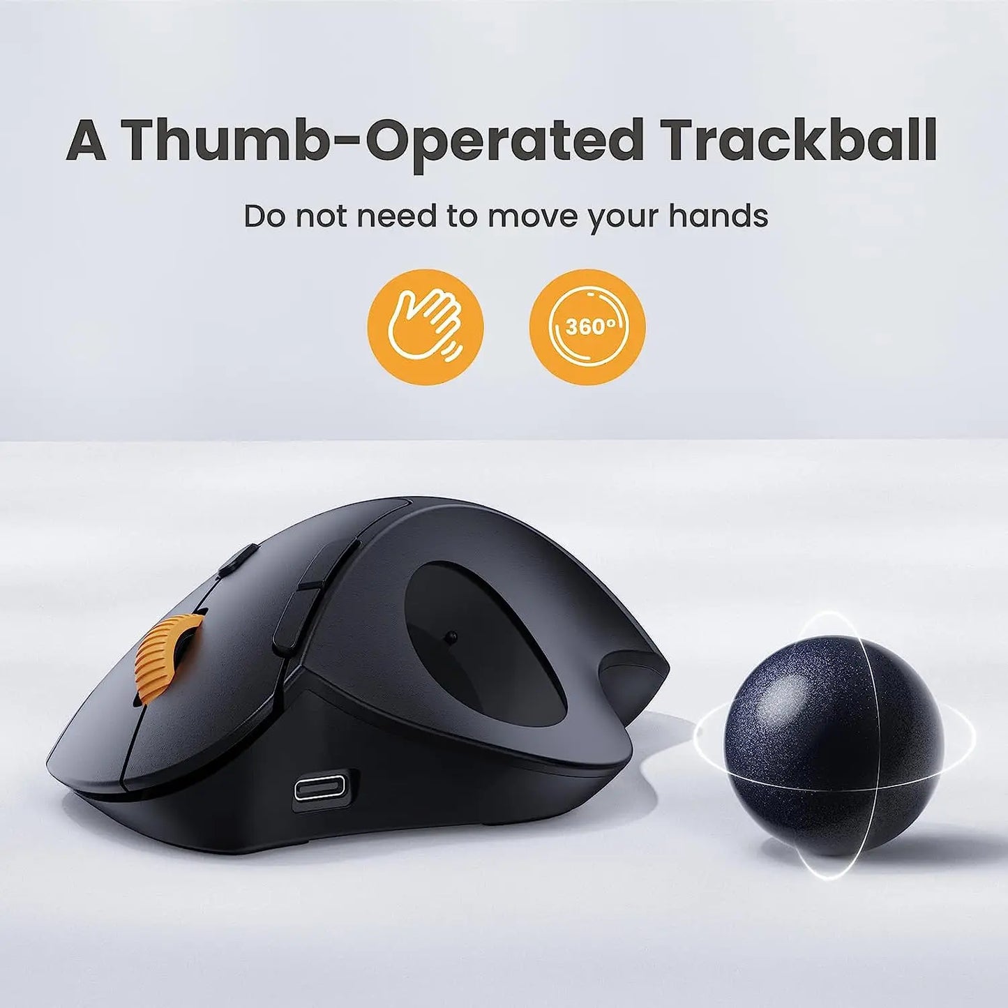 ProtoArc Wireless Trackball Mouse – 2.4G Ergonomic Rollerball, Rechargeable Bluetooth Computer Mouse with 3 Device Connection