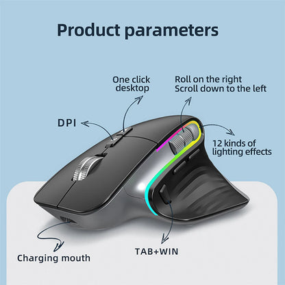Multi-Device Wireless Mouse - Bluetooth 5.0 & 3.0, 2.4G Portable Optical Mouse, Ergonomic Right-Handed Computer Mice