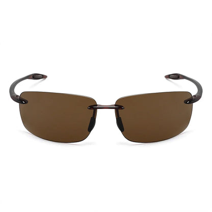 JULI The Matrix Classic Sports Rimless Sunglasses for Men - Orange Rectangle Ultralight Frame, UV400 Protection Driving Eyewear (MJ8009)