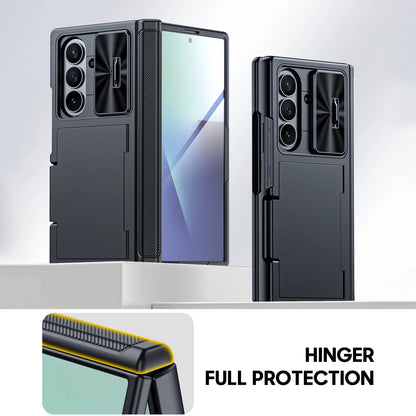 Samsung Galaxy Z Fold 7 Case – Black Shockproof Silicone Wallet with RFID Card Holder, Hinge & Camera Protection