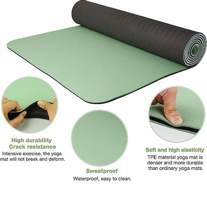 Thick Two-Color Non-Slip TPE Yoga Mat – High-Quality, Odorless Fitness Mat 180x57cm for Home Workouts