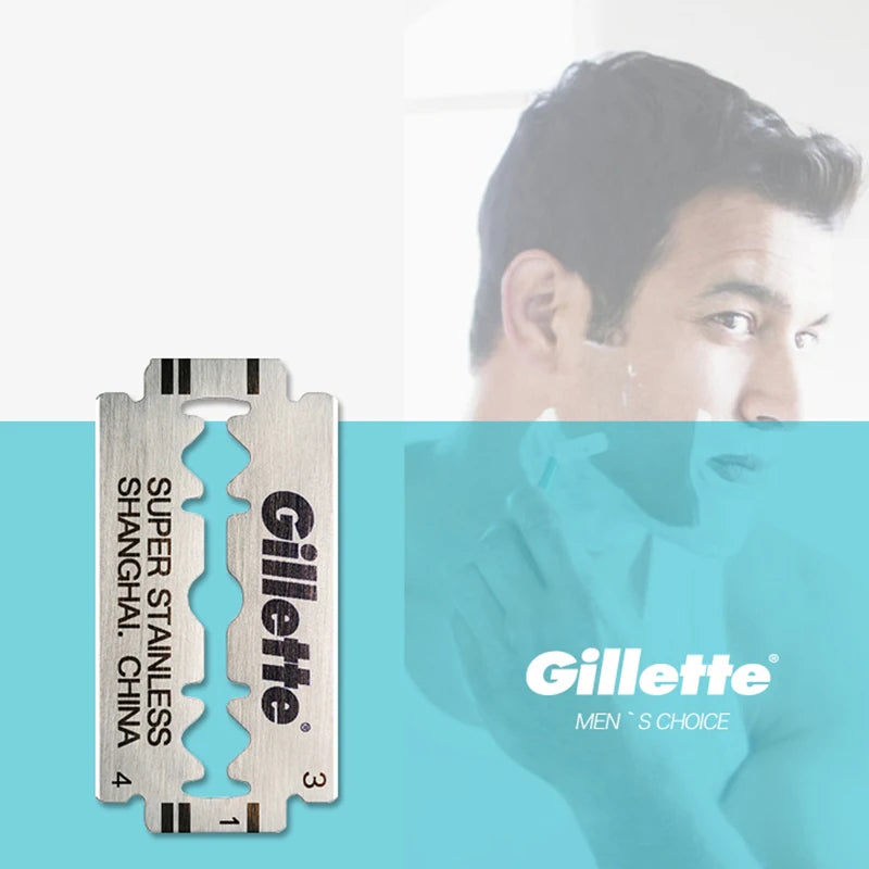 Gillette Razor With Straight Razor Gillette Super Blue Straight Razor for Men - Stainless Steel Razor Bla ...