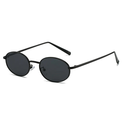 SHAUNA Retro Oval Metal Frame Sunglasses – UV400 Punk Style Shades for Women & Men