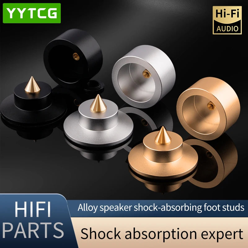 4-Piece Aluminum Audio Amplifier Shock Absorber Feet – HiFi Speaker & CD Player Anti-Vibration Pads