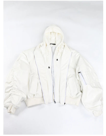 Mauroicardi Autumn Winter Oversized PU Leather Bomber Jacket for Men - Thickened Warm Hooded Luxury Designer Coat