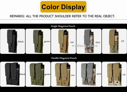 9mm Tactical Magazine Pouch - MOLLE Single & Double Mag Bag, Open-Top Pouch for Glock, M1911, 92F, Torch & Triple Bag