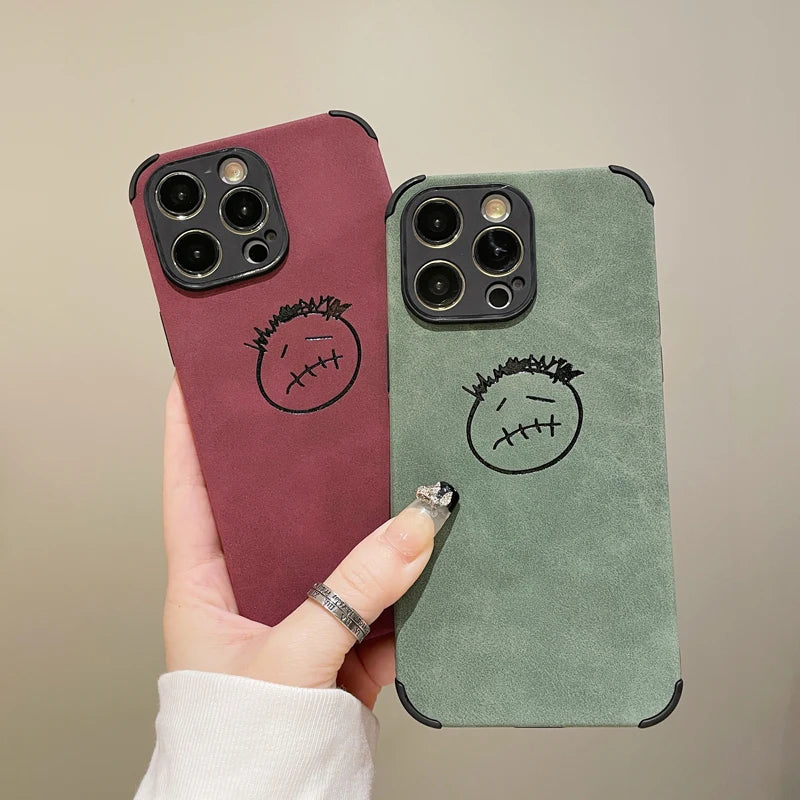 Luxury PU Leather Phone Case for iPhone 14/13/12/15 Pro Max, X, XS, 11, 7, 8 Plus, SE | Soft Turn Fur Back Cover Coque Capa