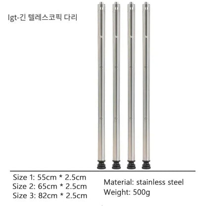 Stainless Steel Camping IGT Table Legs — Adjustable Three-Gear Telescopic Picnic Table Legs for Outdoor Use