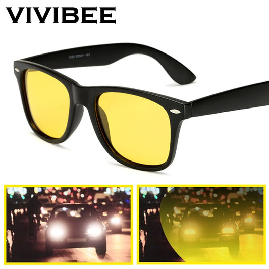 VIVIBEE Classic Night Vision Glasses — Square Polarized UV400 Yellow Lenses for Men & Women, Driving Sunglasses 2025