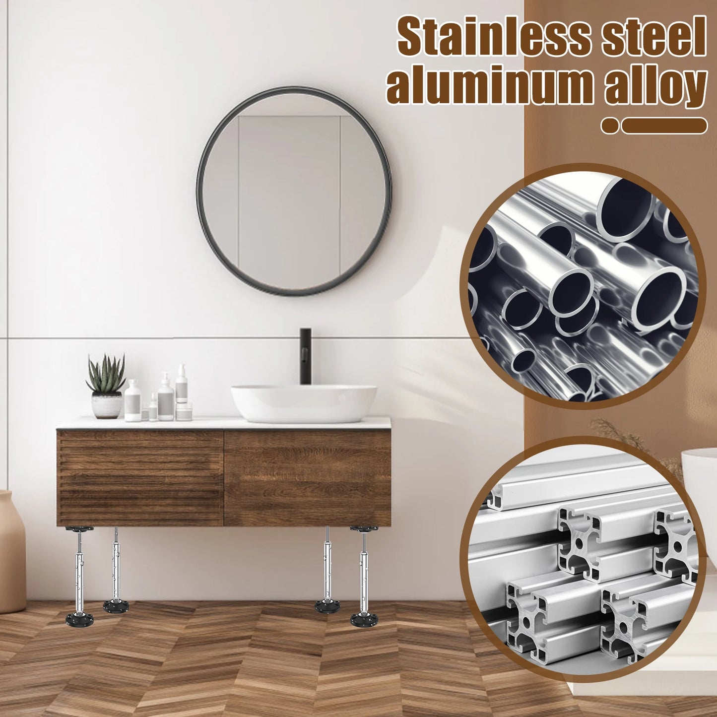 2Pcs Adjustable Telescopic Support Rods – 300kg Capacity Furniture Heightening Legs with Jack Frame