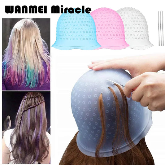 Silicone Hair Highlighting Cap with Hook Needle – Reusable Hair Dye Set for Salon & Professional Hair Coloring