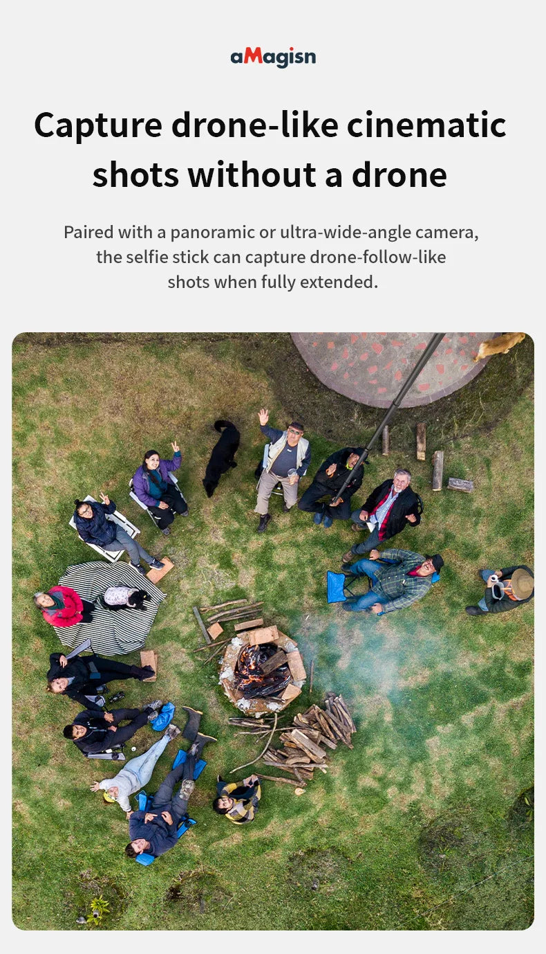 aMagisn 3M Invisible Selfie Stick - 1.2M Carbon Fiber Telescopic Monopod for DJI, GoPro, Insta360 X3/X4 Accessories