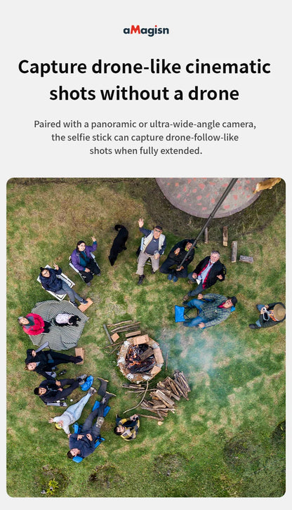 aMagisn 3M Invisible Selfie Stick - 1.2M Carbon Fiber Telescopic Monopod for DJI, GoPro, Insta360 X3/X4 Accessories