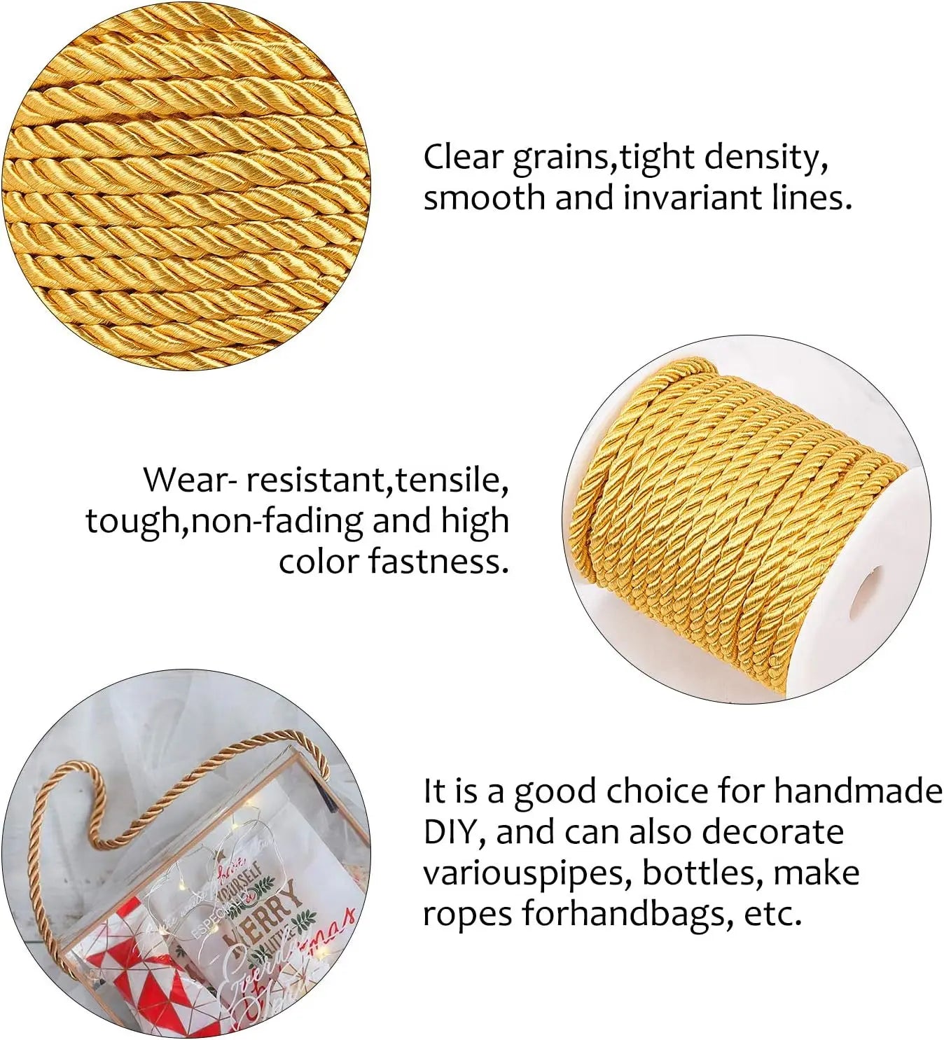 5MM Twisted Cord Rope Trim – Decorative Polyester Handmade Cording for Sewing, Crafts, Upholstery & Home Decor, 5m