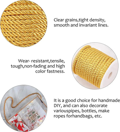 5MM Twisted Cord Rope Trim – Decorative Polyester Handmade Cording for Sewing, Crafts, Upholstery & Home Decor, 5m
