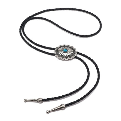Adjustable Bolo Tie – Western Cowboy Necktie for Teens, Men & Women, Punk Shirt with Alloy Turquoise Buckle Pendant
