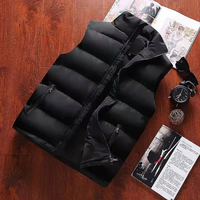 Men's Windproof Vest - Sleeveless Winter Jacket, Warm Cotton Down Waistcoat, Thick Casual Coat for Men