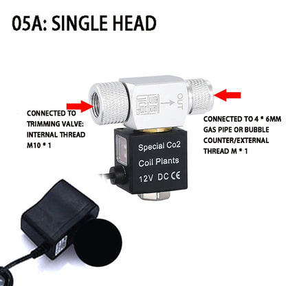 ZRDR Aquarium CO2 Solenoid Valve Regulator – 110V-220V Electric Magnetic Valve for Fish Tanks, Low Temperature, EU/US DC12V