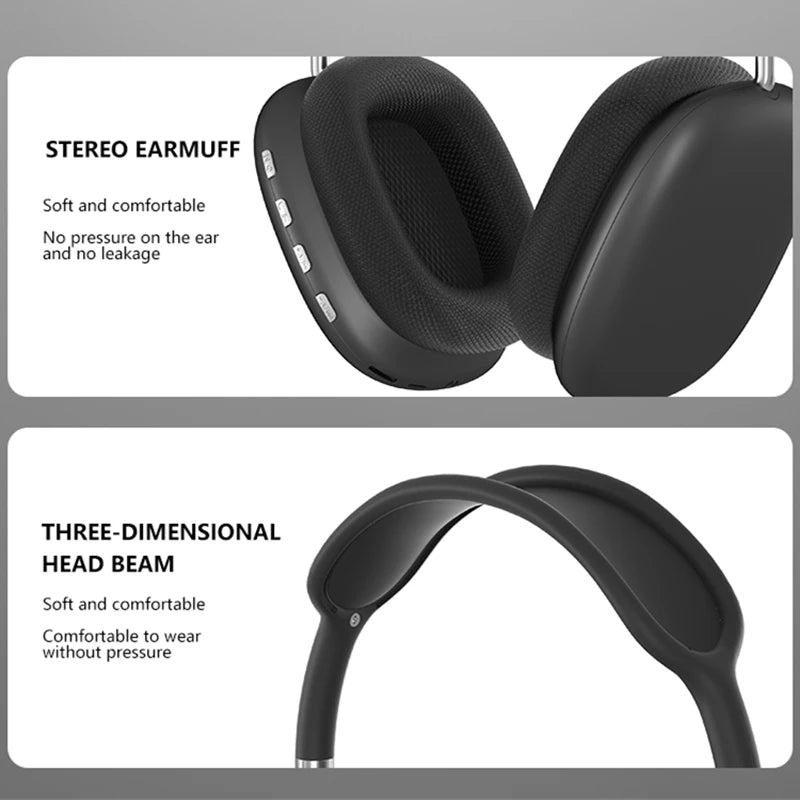 NEW P9 Pro Max Air Wireless Bluetooth Headphones - Noise Cancelling, Mic, Over Ear Gaming and Sports Headset for Apple