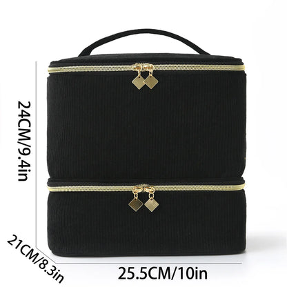 Nail Polish & Essential Oil Storage Bag – Portable Double-Layer Cosmetic Organizer with 30 Compartments