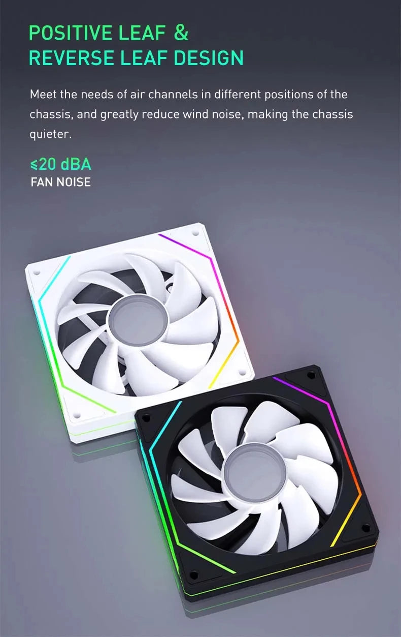 UPSIREN UF-1 PRISM 4 PRO 12cm ARGB Computer Chassis Fan – Quiet 4 Pin PWM Cooling Fan, 45.2CFM Air Volume (600-1500RPM)