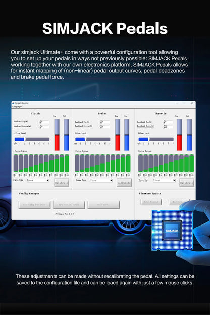 SIMJACK UT Sim Racing Pedals – PC Racing Simulator, Pressure Sensor Load Cell & HE Hydraulic Pedal