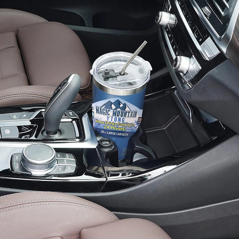 Magic Stainless Steel Thermos Cup with Straw – Vacuum Insulated Ice Coffee Travel Bottle for Car, Outdoor & Mountain Use