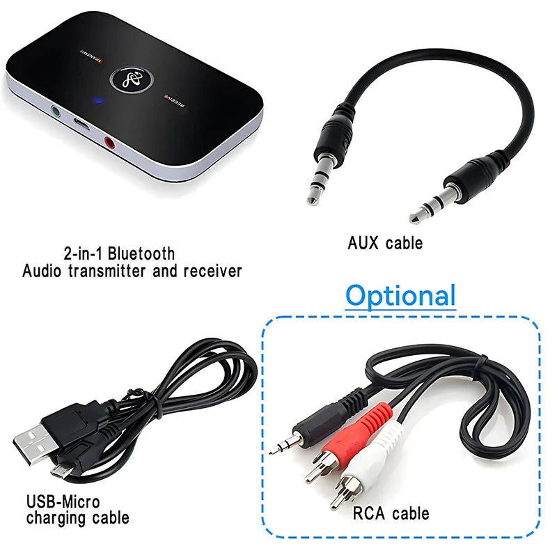 Upgraded Bluetooth 5.3 Audio Transmitter & Receiver – RCA, 3.5mm AUX, USB Wireless Adapter for Car, PC, TV & Headphones