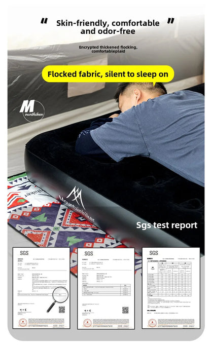 MOUNTAINHIKER 2025 Inflatable Air Mattress - PVC Glamping Camping / interior Bed Mat with Built-In Pump for 1-3 Person