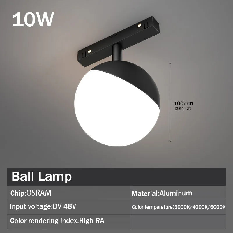 LED Magnetic Track Light Grille, Modern Embedded Flexible Linear Flood Lamp, DC48V Ceiling Spotlight for Indoor Living