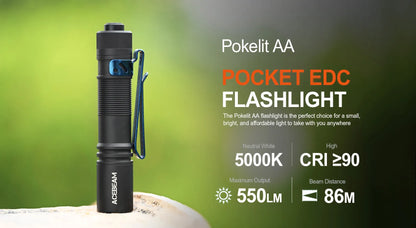 ACEBEAM Pokelit AA EDC Flashlight - 1000 Lumens, CRI90, USB-C Rechargeable, IP68 Waterproof Small Pocket LED for Everyday Carry