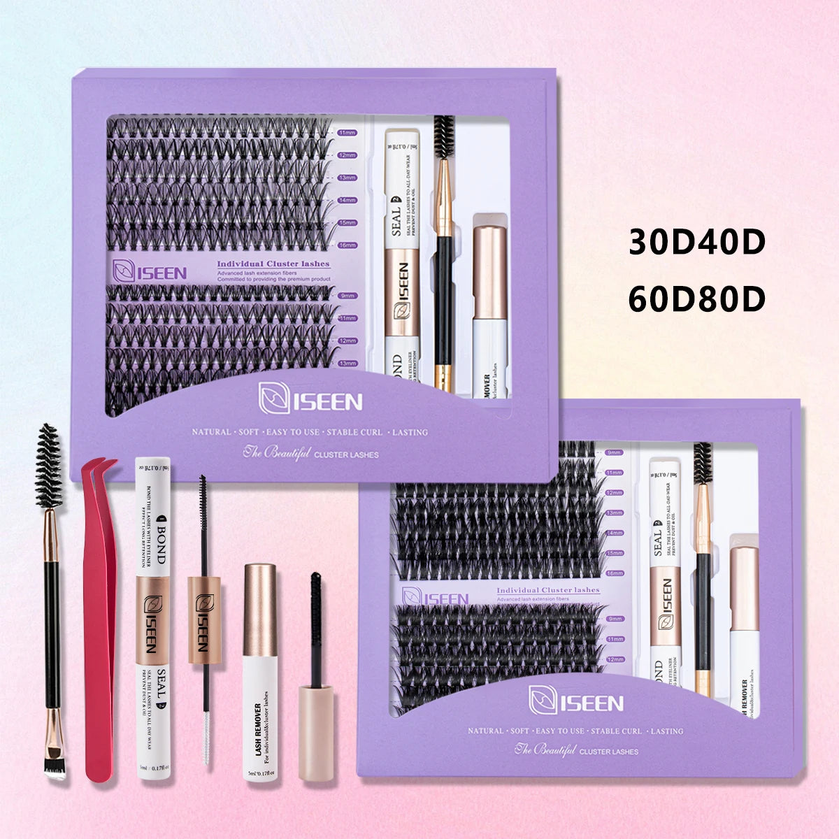DIY Lash Extension Kit – Mix Styles Lash Clusters, Individual Lashes, Bond & Seal, Remover, Tweezers & Lash Brush for Easy Self-Application Makeup