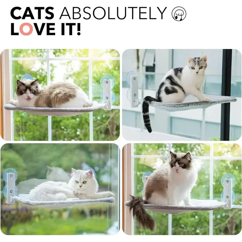 Foldable Cat Window Perch Hammock – Steel Frame Bed with Strong Suction Cups & Removable Cushion