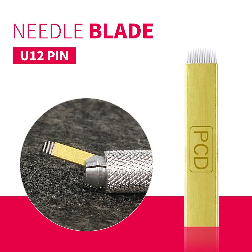 50pcs PCD Microblading Eyebrow Needles – F12/14/19 Tebori Blades for 3D Embroidery Manual Pen