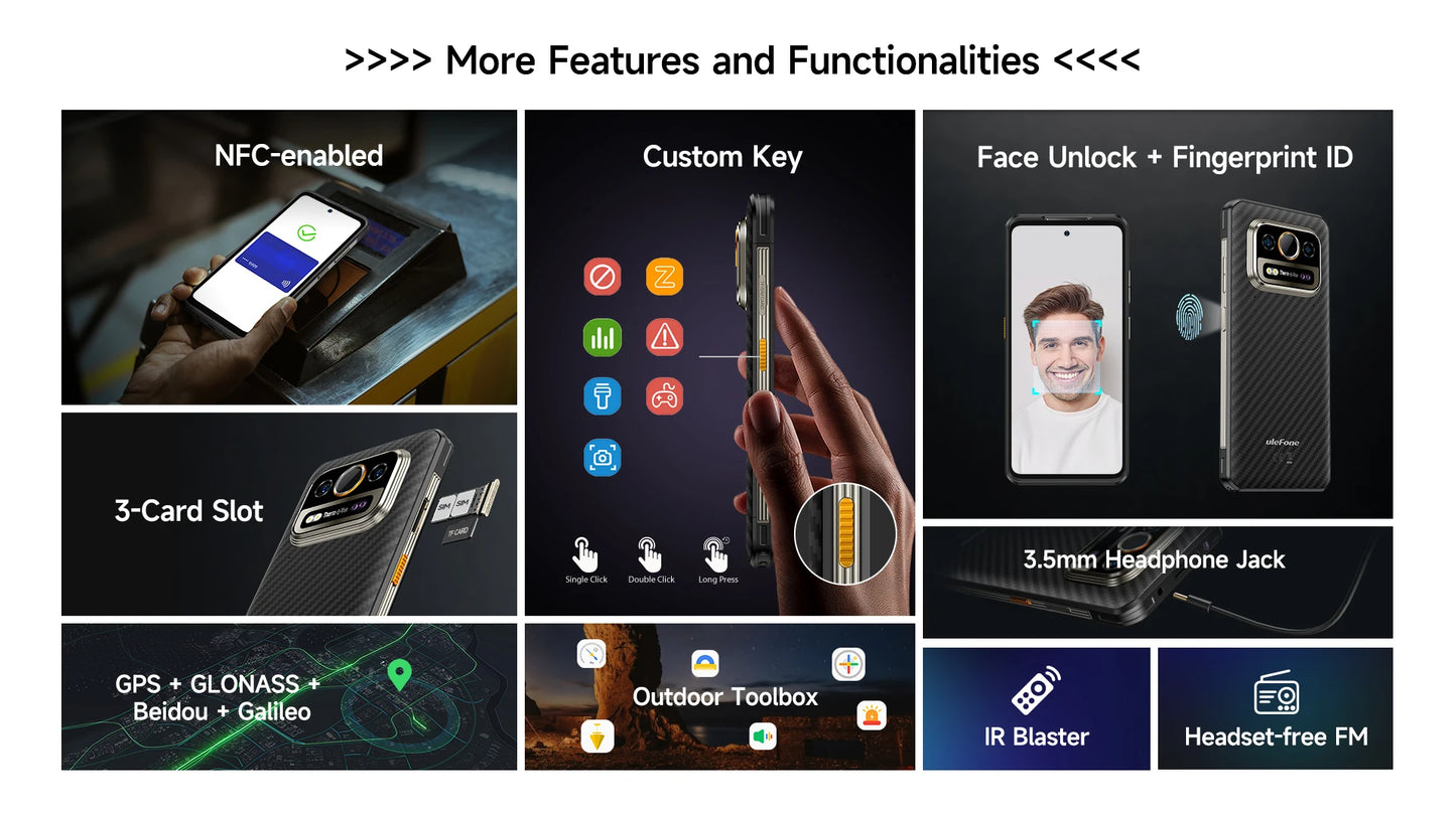 Ulefone Armor 25T Pro 5G Rugged Smartphone – Thermal Imaging, Night Vision, Android 14, 64MP Camera, NFC, Waterproof, 33W Charging
