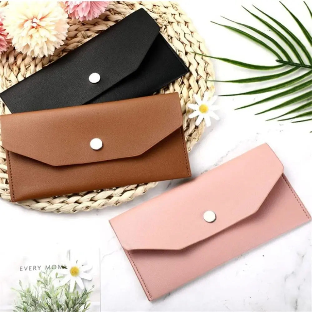 Classic PU Leather Envelope Wallet - Fashionable Women's Cash Wallet and Name Card Holder, Perfect Gift Option