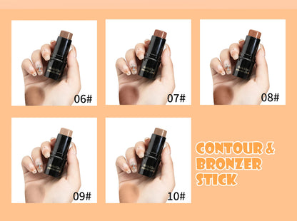 Face Brown Bronzer Contour Stick - Foundation Makeup Pen, Long-Lasting Smooth Contour, Shadow Blusher & Highlight Concealer Cosmetics