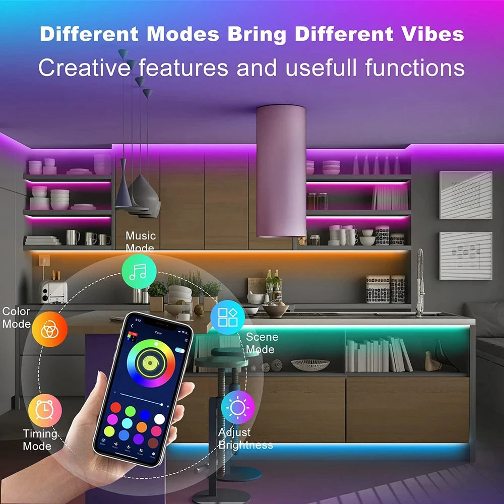 Bluetooth LED Strip Lights – Smart SMD 5050 with APP & Remote Control, Flexible Tape for TV Backlight & Home Decor