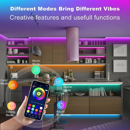 Bluetooth LED Strip Lights – Smart SMD 5050 with APP & Remote Control, Flexible Tape for TV Backlight & Home Decor